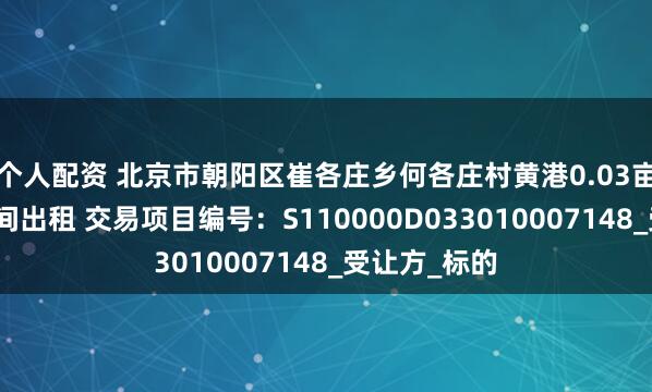 个人配资 北京市朝阳区崔各庄乡何各庄村黄港0.03亩基站使用空间出租 交易项目编号：S110000D033010007148_受让方_标的