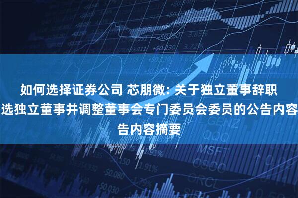 如何选择证券公司 芯朋微: 关于独立董事辞职暨补选独立董事并调整董事会专门委员会委员的公告内容摘要