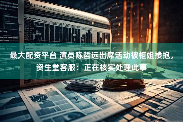 最大配资平台 演员陈哲远出席活动被柜姐搂抱，资生堂客服：正在核实处理此事